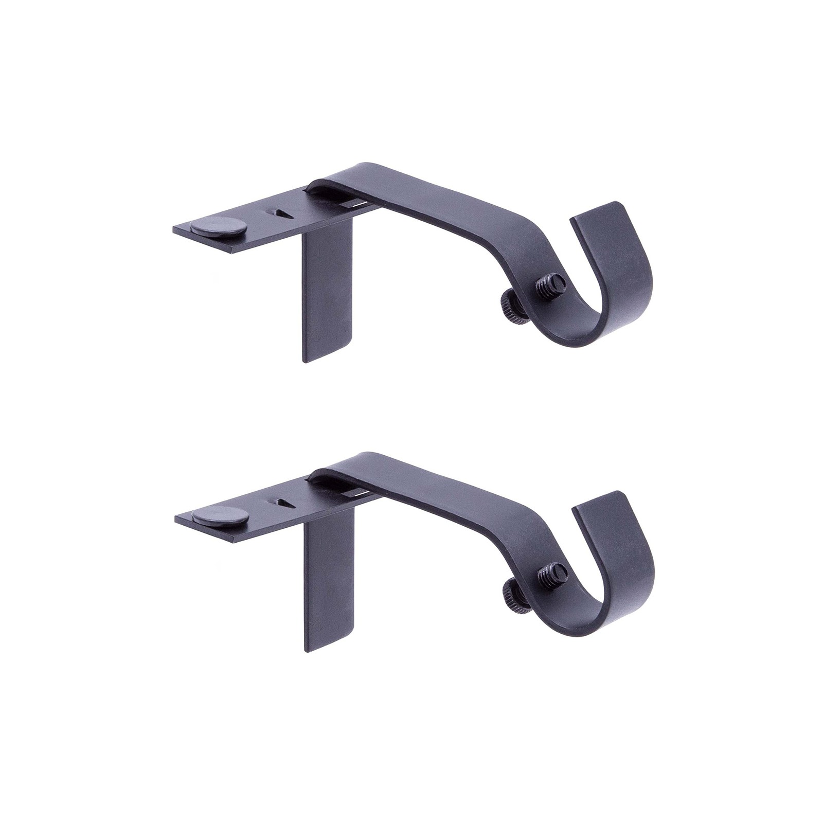 Kenney Fast Fit 5/8″ No Measure Curtain Rod Brackets, Matte Black One Size