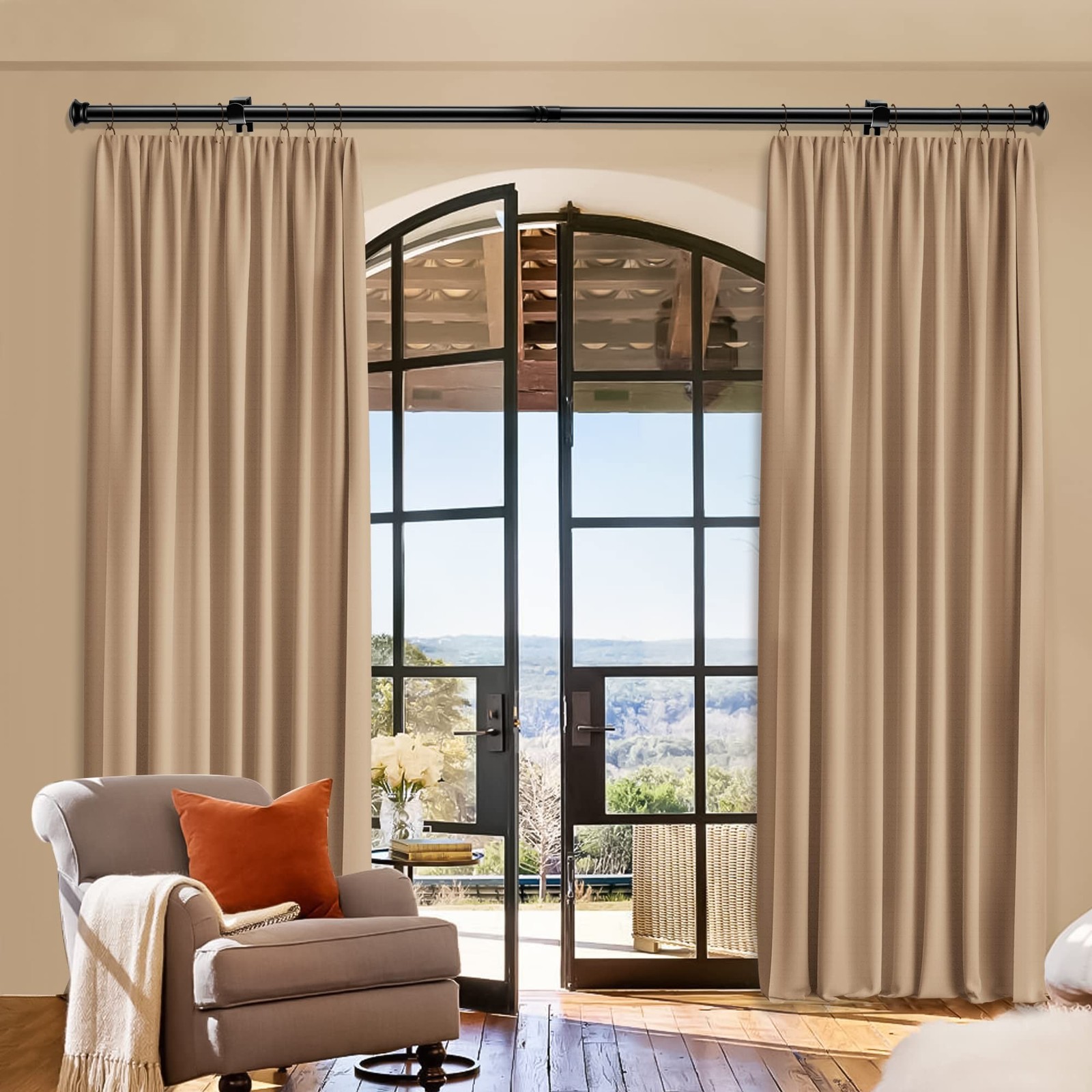 Small Curtain Rods for Windows 30″ to 45″ 5/8 Inch Standard Decorative Black …