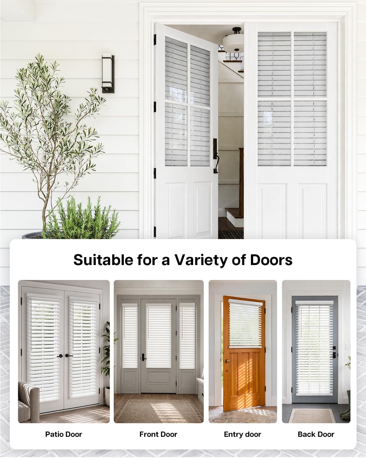 2″ Faux Wood Blinds for Doors, Cordless French Door Blinds for , Light Filtering