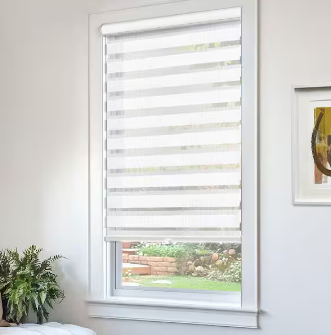 Cordless Light Filtering Two Layer Polyester Zebra Roller Shade 42″ W x 72″ L