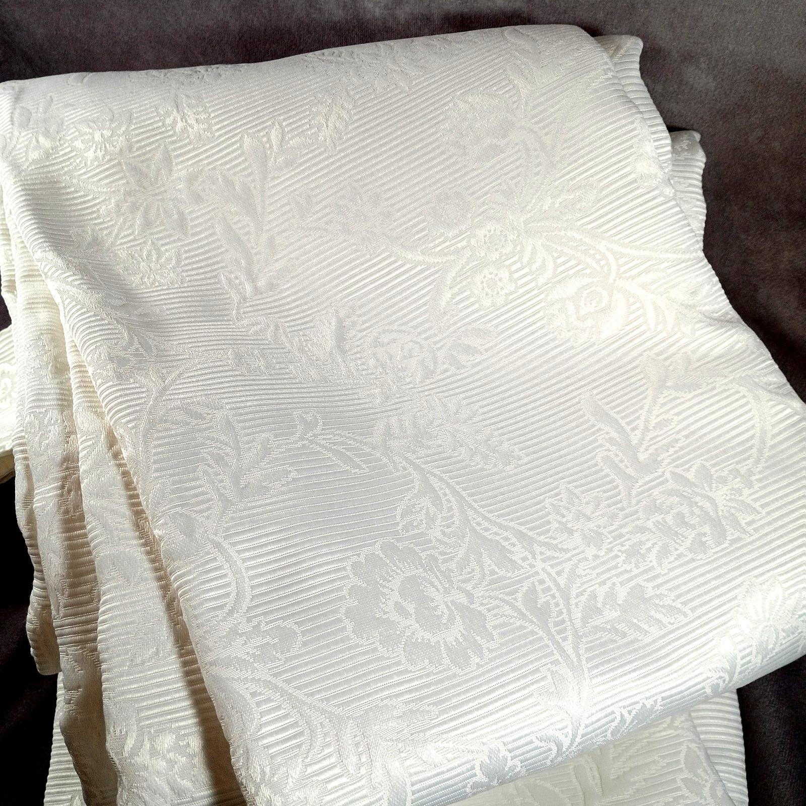 Set of 4 IKEA White Heavy Extra Long Blekviva Floral Jacquard Curtains 57×98 in