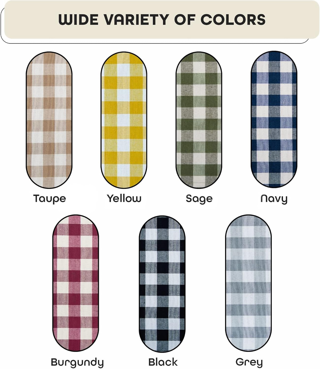 Buffalo Check Gathered Swag Window Curtain Pair – 72 Inch Width, 63 Inch Length