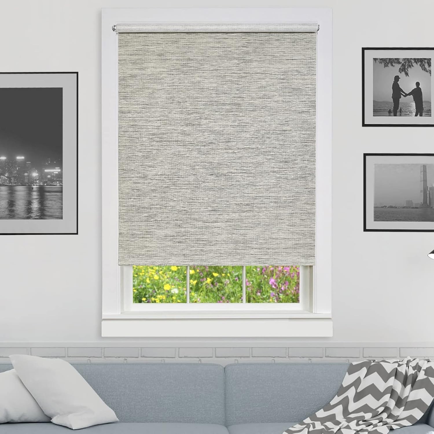 Cordless Privacy Jute Window Roller Shade – 73 Inch Width, 72 Inch Length NEW!