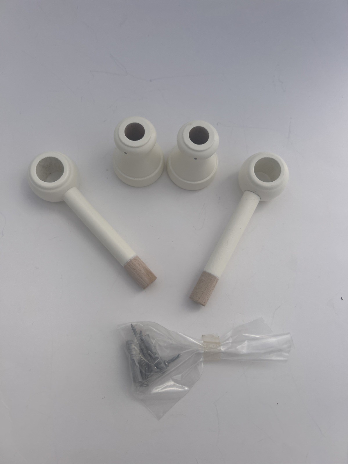Wall Mounted Curtain Rod Brackets Wooden White Holders for Window Drapery 2 Pcs