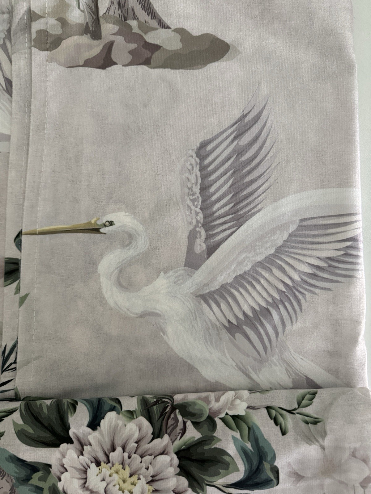 CALLISTO Window Curtains 2 Panels 38 X 84″ Heron Birds Drapers Back Tab Grey