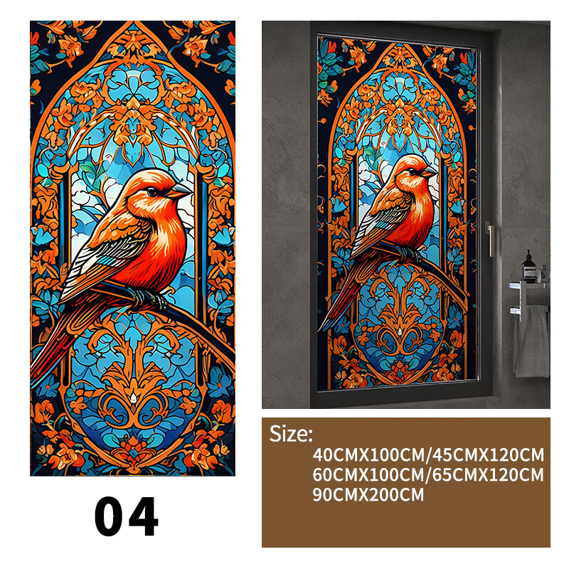 40x100cm/45x120cm Colorful Stained Glass Film Modern Art European Decor Privacy