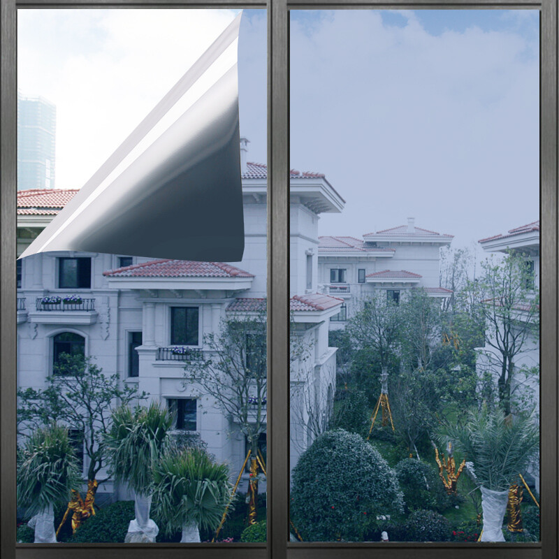 Silver Reflective Window Tinting Film Static Cling One Way Privacy Glass Decor