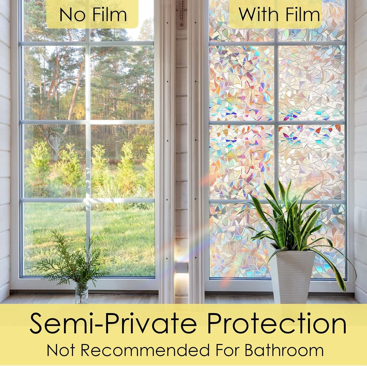 STATINT Stained Glass Window Privacy Film,UV Blocking Window Clings,Rainbow S…
