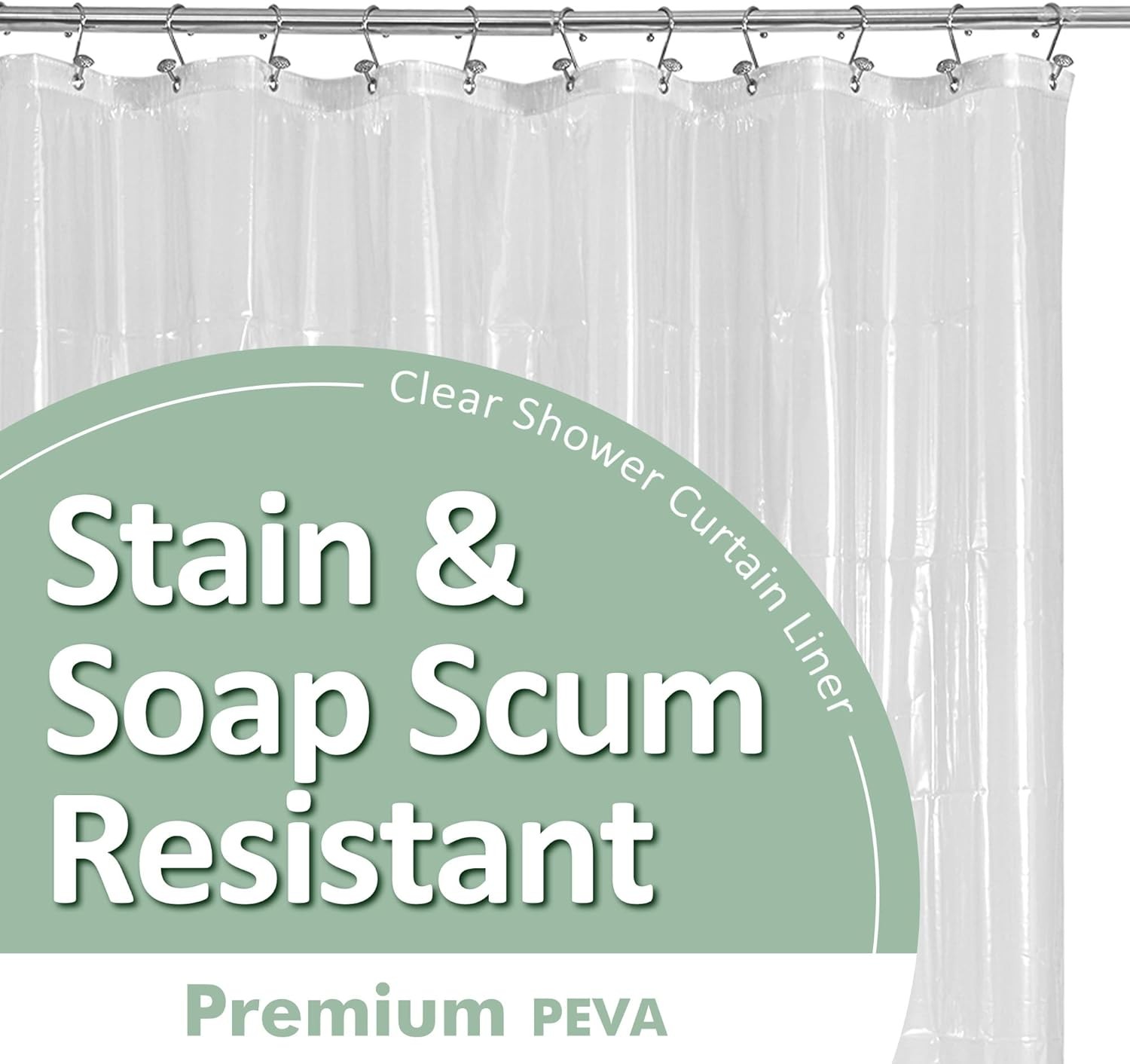 Barossa Design Plastic Shower Liner Clear 72″W x 72″L (Pack of 1), 1a.