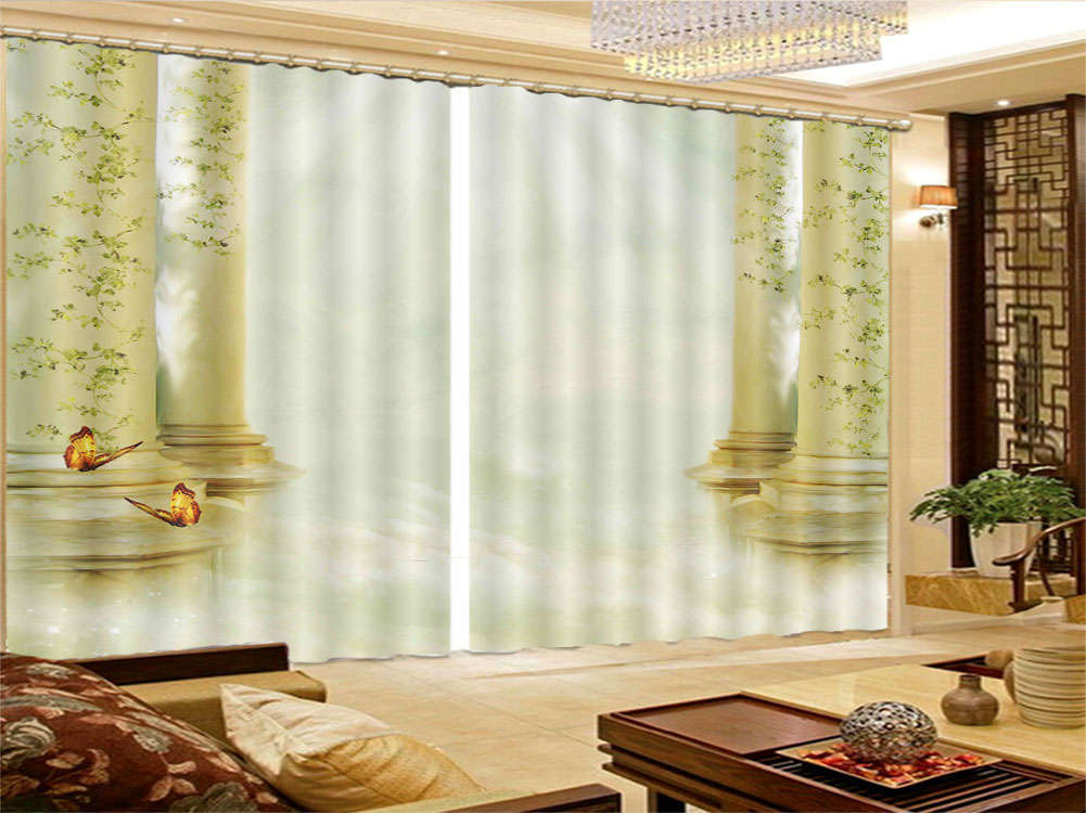 Solid Post 3D Curtains Blockout Photo Printing Curtains Drape Fabric