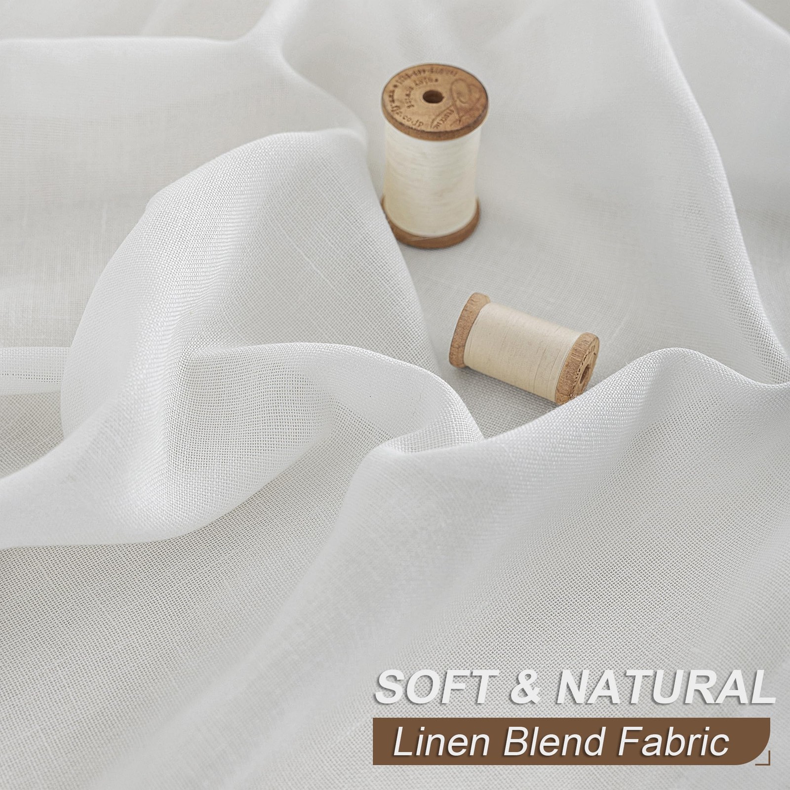Mstexa White Linen Sheer Extra Wide Curtains 144 Inches Long 100 Inch Width