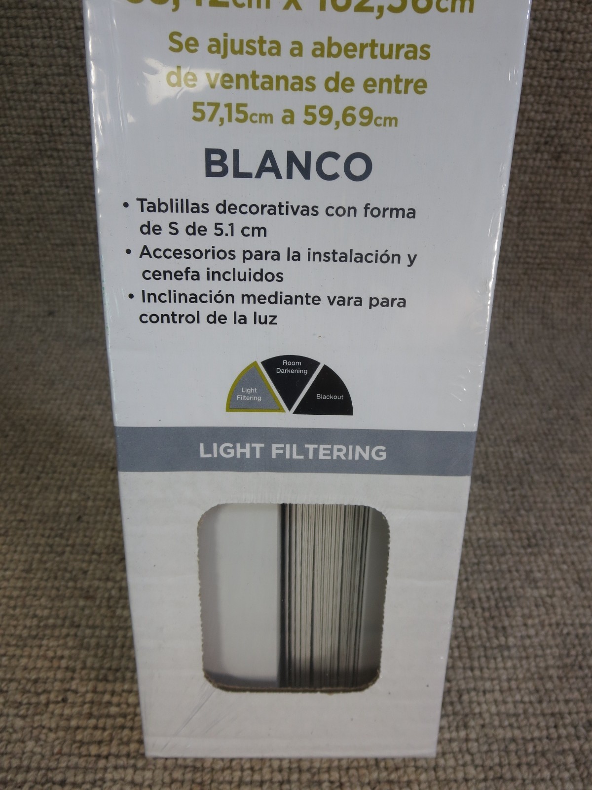 Bali Grab n Go 2″ Light Filtering Vinyl Blind Unopened NOS White 23″ x 64″