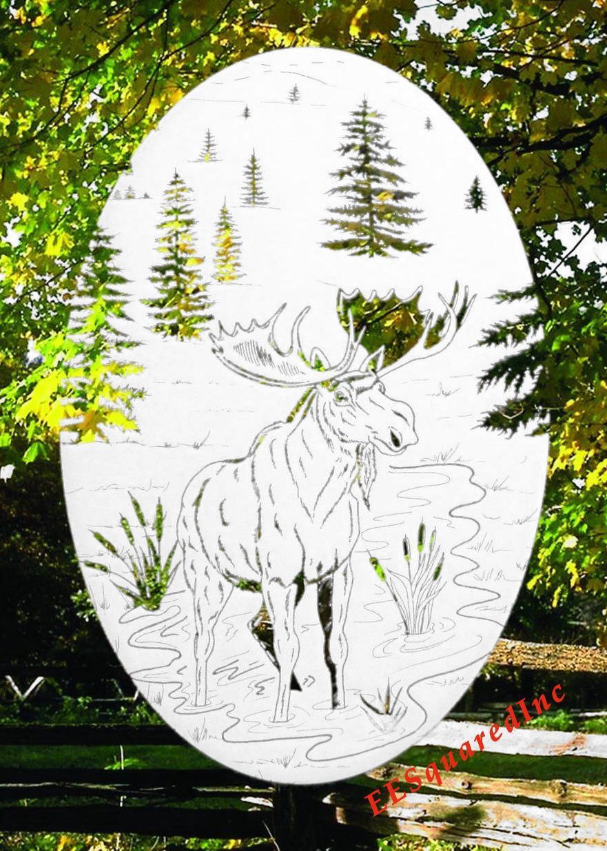Moose Static Cling Window Decal OVAL 21×33 Western Decor for Sliding Glass Doors