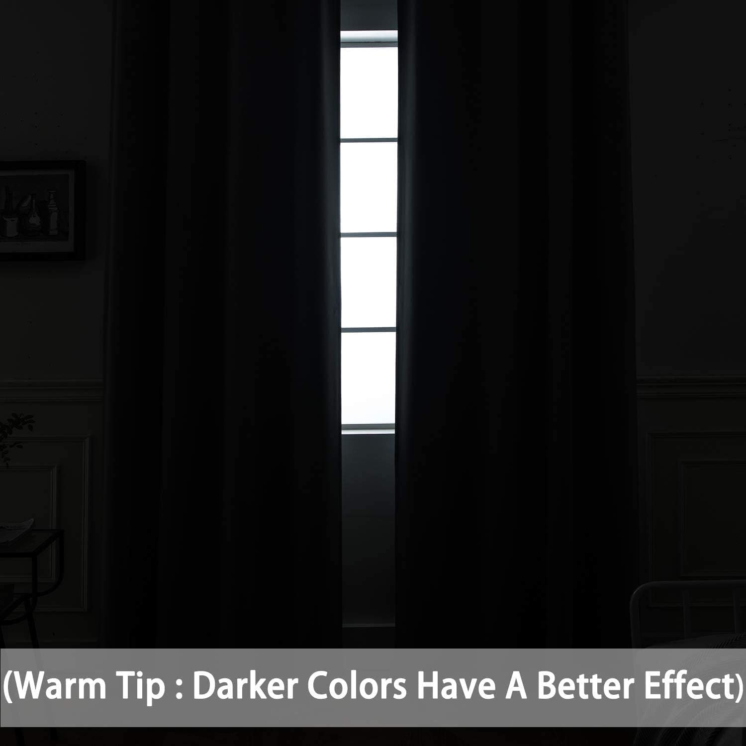 Room Darkening Gray Blackout Curtains 84 Inch Long Light Blocking Thermal Insula