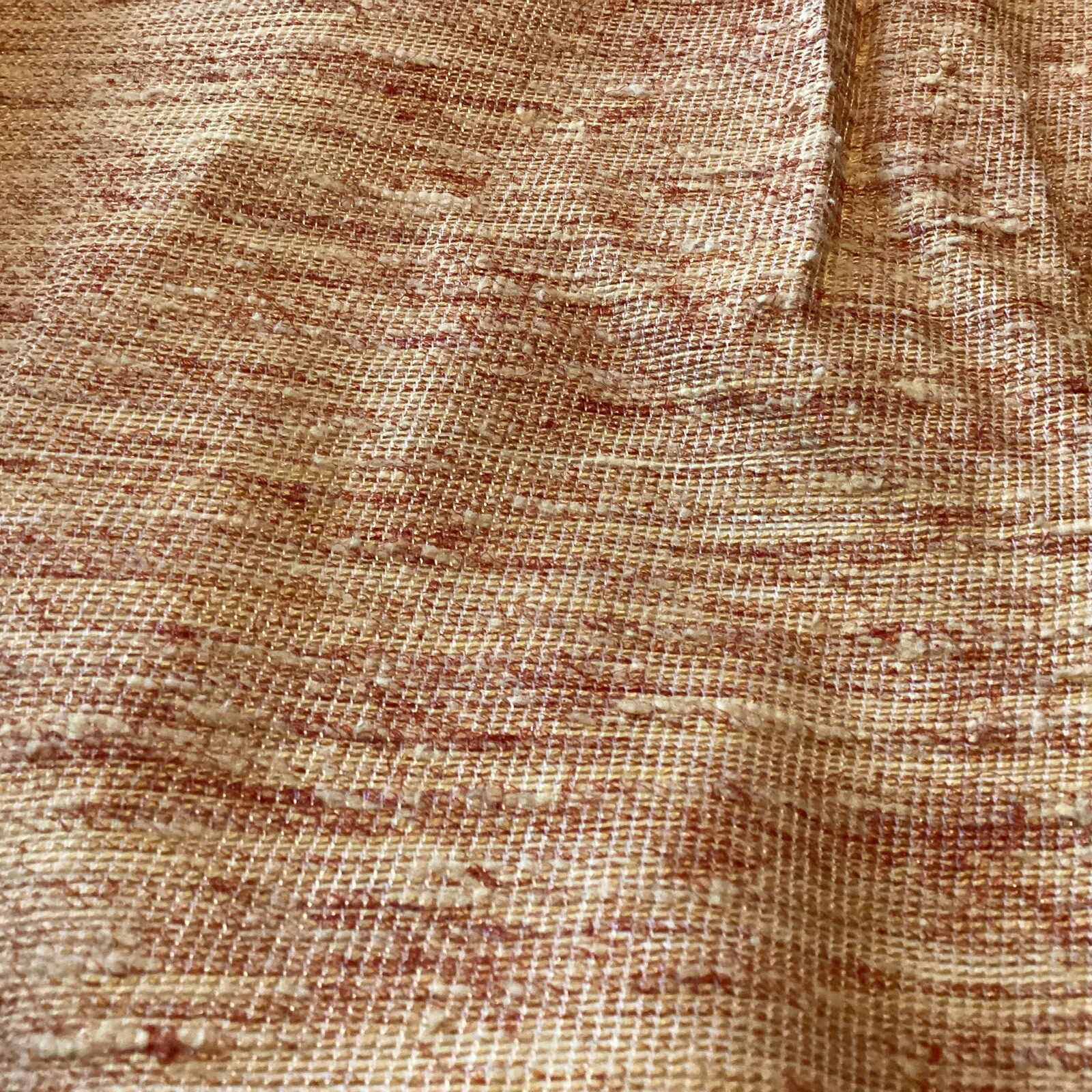 3 Panels Vintage Orange Woven Pattern Rubber Back Pinch Pleat Curtain Drapes