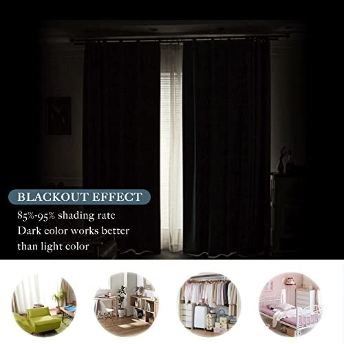 Shortout Curtains 45 inch Long – Thermal 42″W x 45″L (Pack of 2) Black