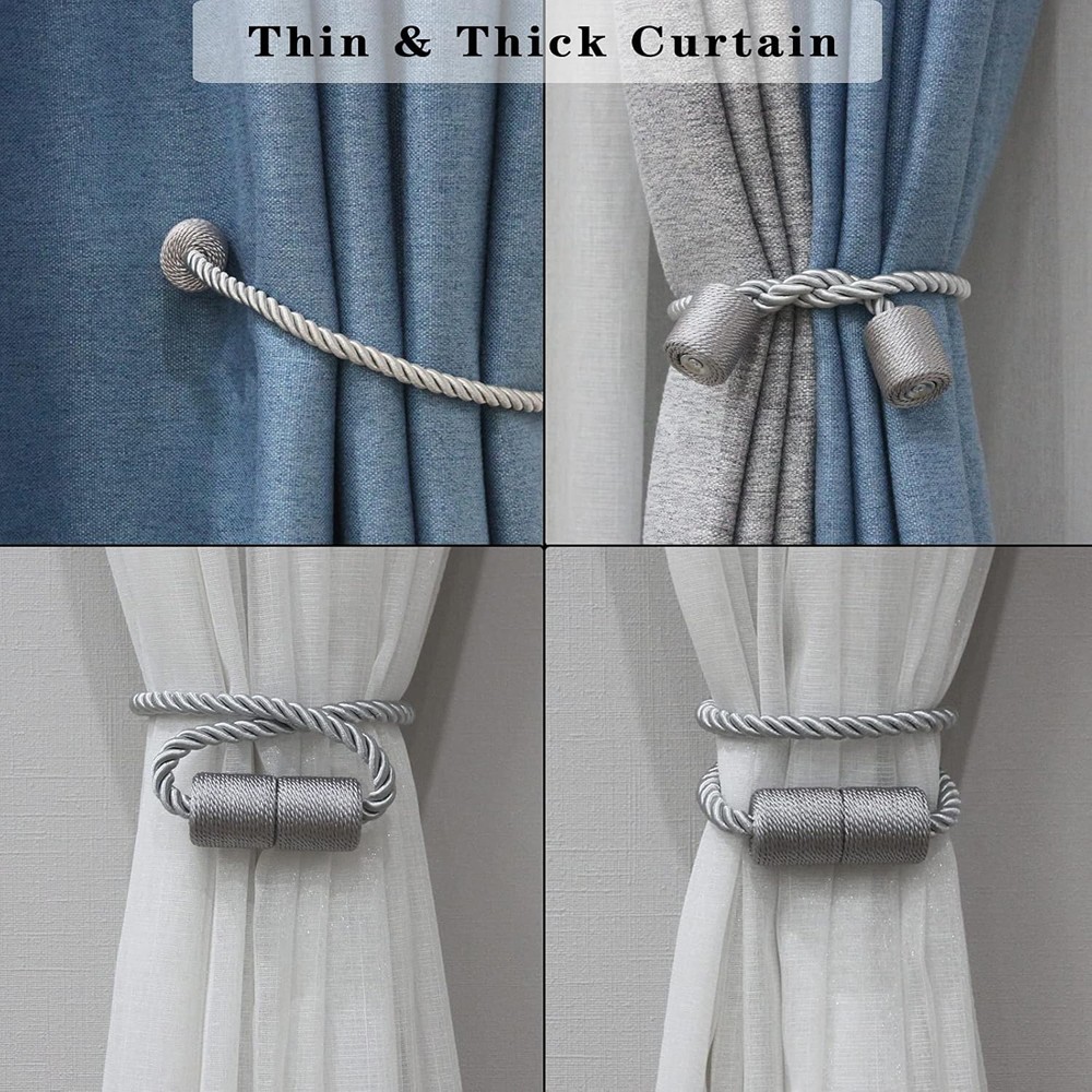 4PCS Curtain Rope Tiebacks Outdoor Elegant Decorative Magnetic Tie Backs Drape