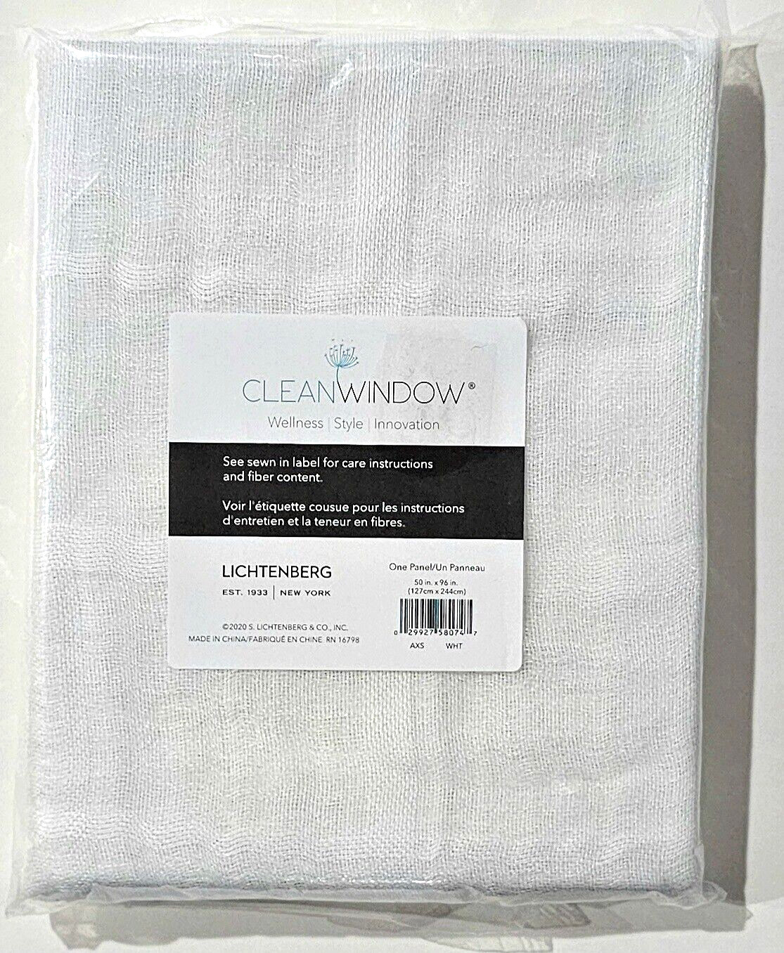 Clean Window Wellness Style Innovation One Panel 50x96in White AXS
