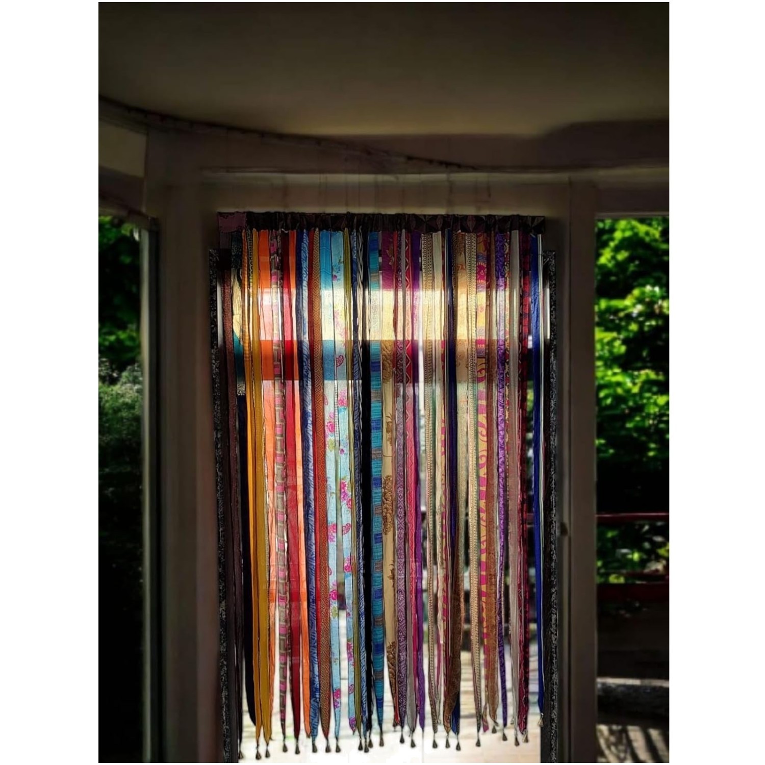 Boho Chic Recycled Silk Sari Curtain 85″ Hippy Bohemian