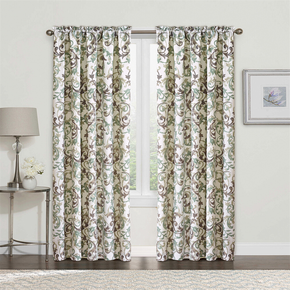 Geometric Floral Printed Curtains for Bedroom Drapes Vintage Curtain Panels 2x