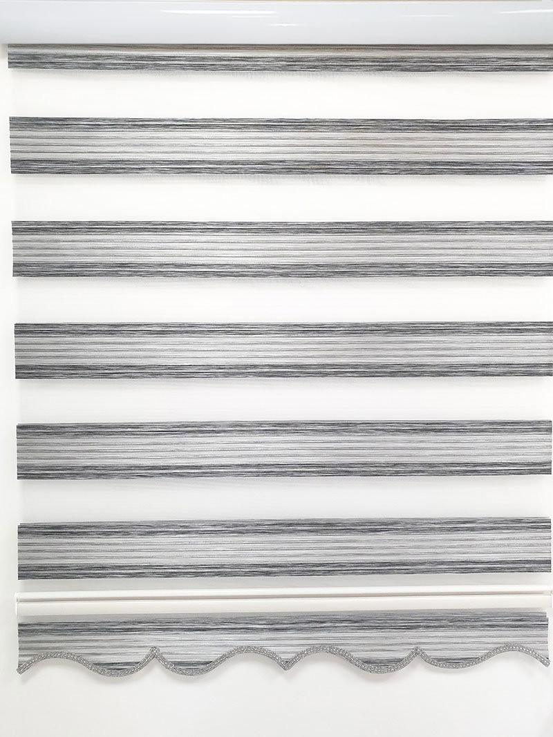 Gray Bamboo Patterned Zebra Roller Blinds Curtain For All Rooms, Light