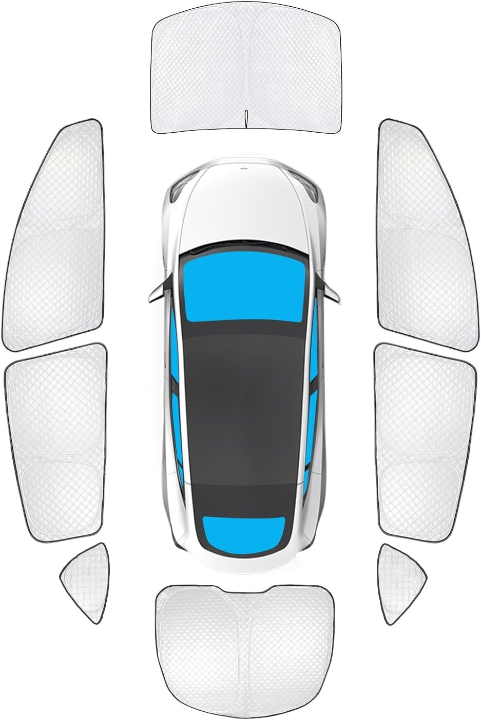 KMF 8pcs Thicken Full Window Sun Shades for Tesla Model Y 2020-2024