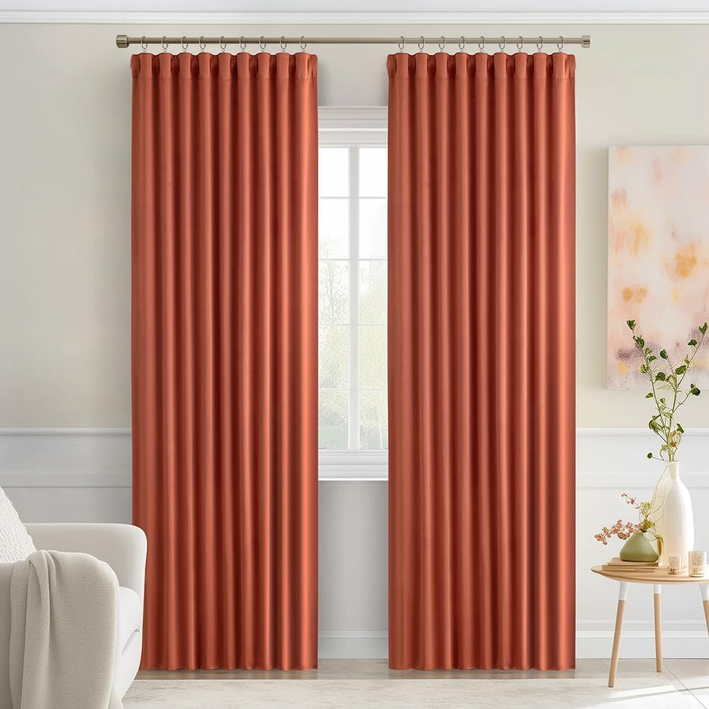 MIULEE Back Tab Burnt Orange Blackout Curtains 84 Inch Length 2 Panels Set for L