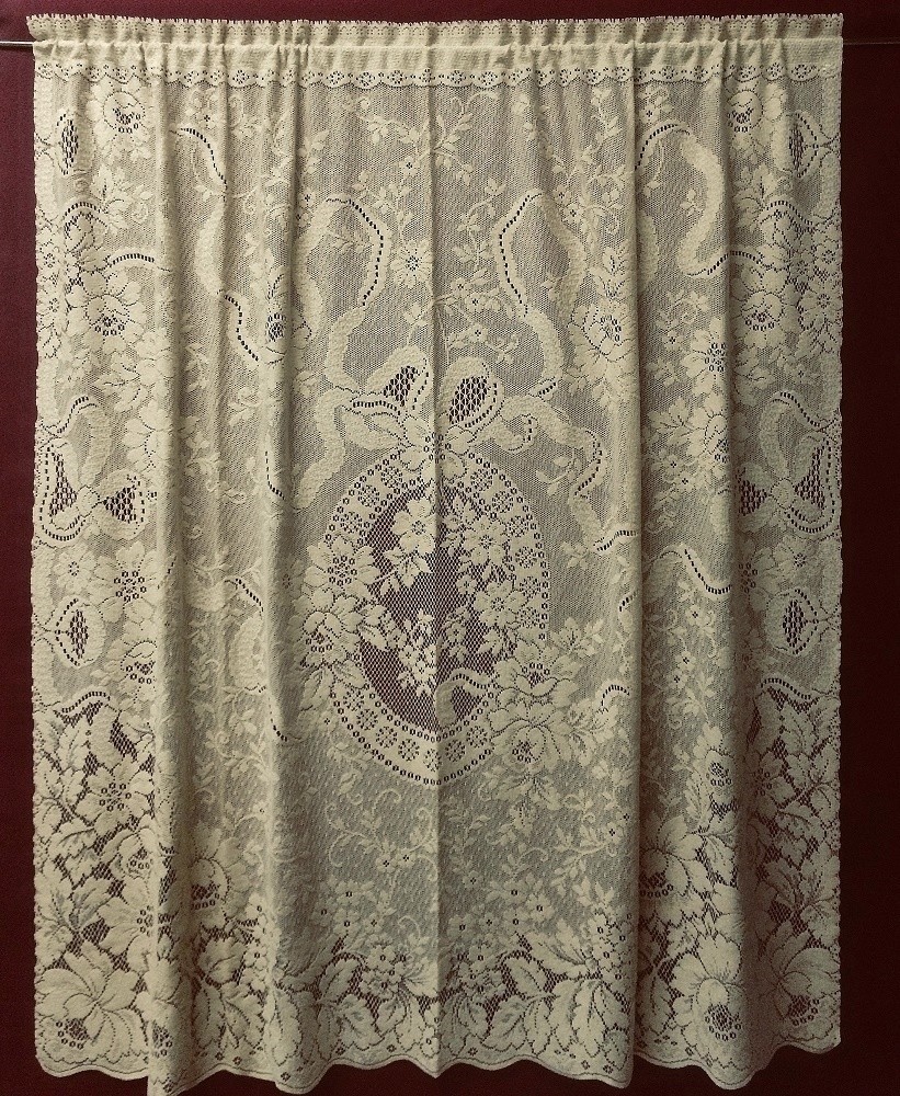 Classic Ainsley Lace Window Valance or 64″ Panel Organic Cotton Brown
