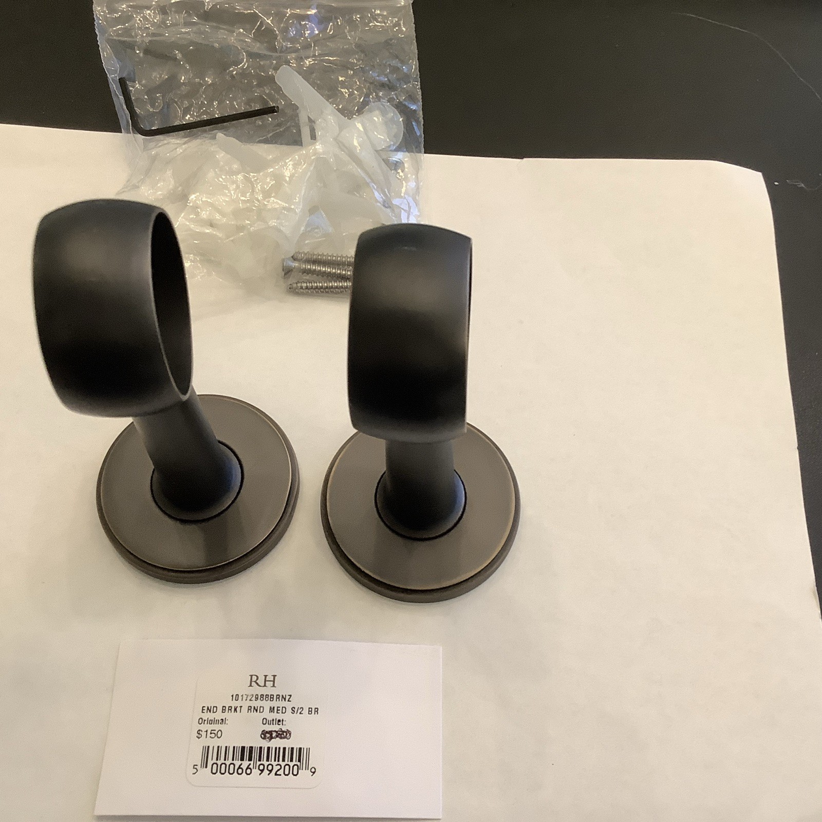 Restoration Hardware Easton End Brackets Round Bronze Medium x2