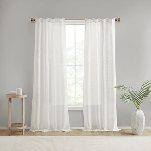 Aida 2-Panel Pack Sheer Curtains, Yarn Dye, 37″W x 84″L (Pack of 2) White