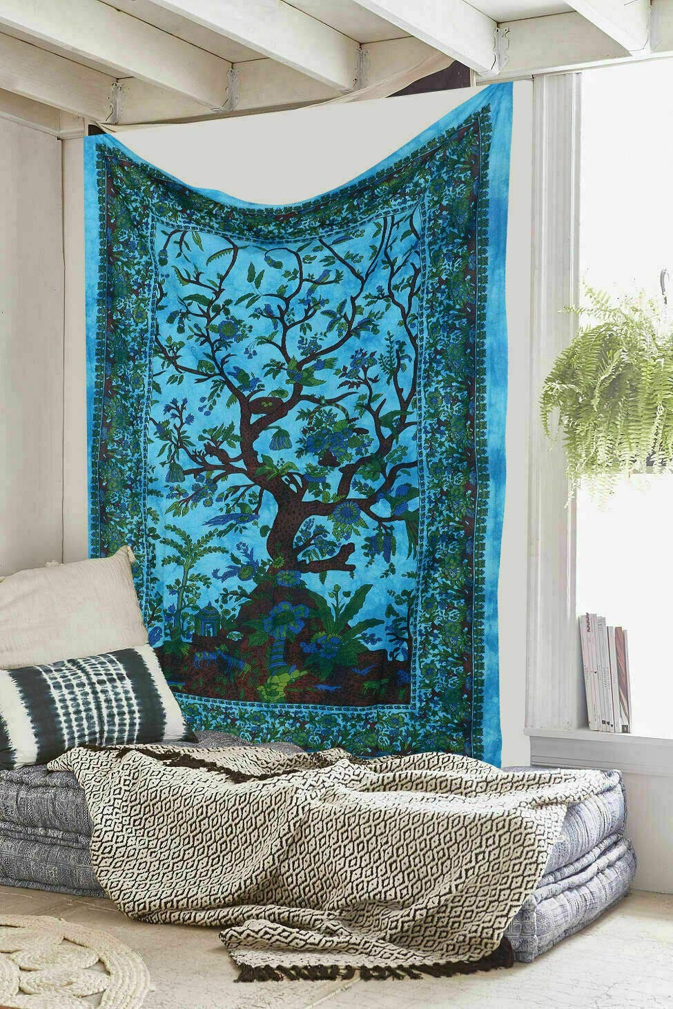 Indian Mandala Window Door Curtain Decor Room Wall Drapes Panel Sheer Tourquo…