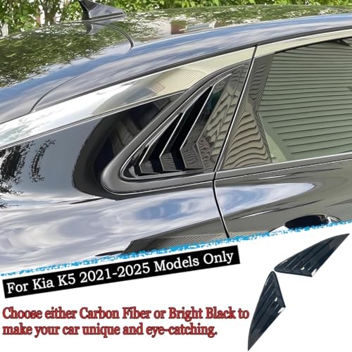 Window Louver， 2Pcs Side Vent Window Louvers for 2021-2025 KIA K5 Bright Black