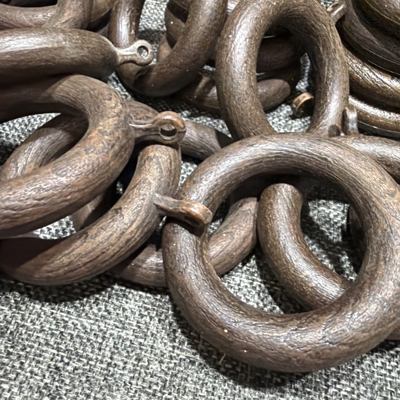 Lot Of 25 Wood Look Curtain Rings Eyes Drapery Hardware 2-3/4″ 1-3/4″ Plastic