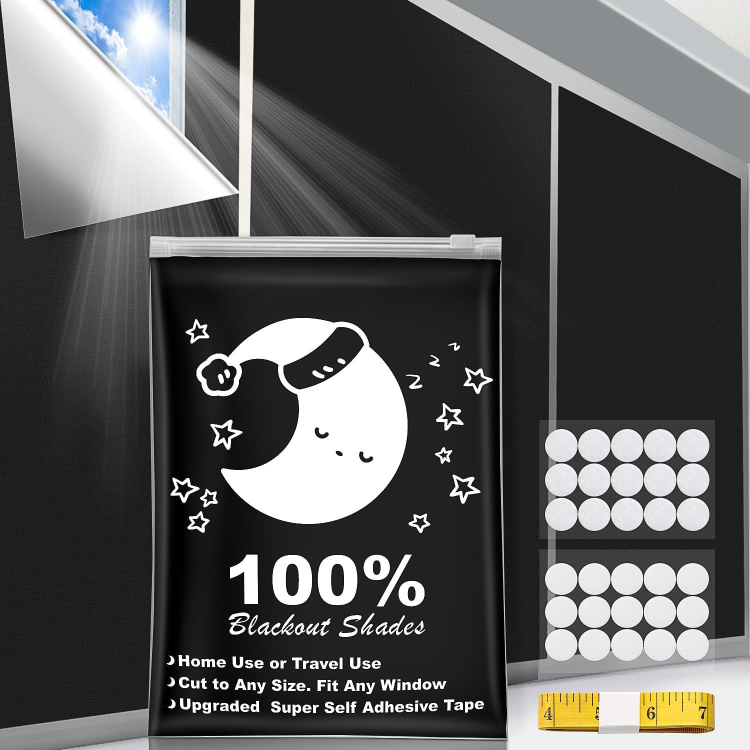 Portable Blackout Curtains, 40″ x 57″ Blackout Shades, 100% Portable Blackout…