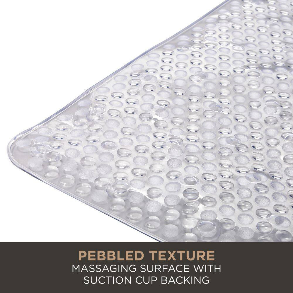 Extra Long 18 In. W X 36 In. L Aqua Gel Rectangular Bathmat in Clear