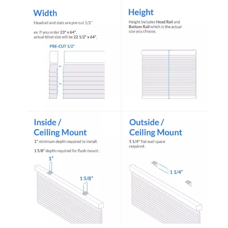 24″x36″ Chicology Light Filtering Vinyl Mini Blind White, Cordless, 1in Slats