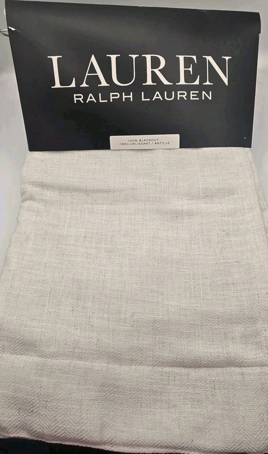 2 Ralph Lauren Back Tab Panels Curtains Blackout Herringbone Natural Beige 108″