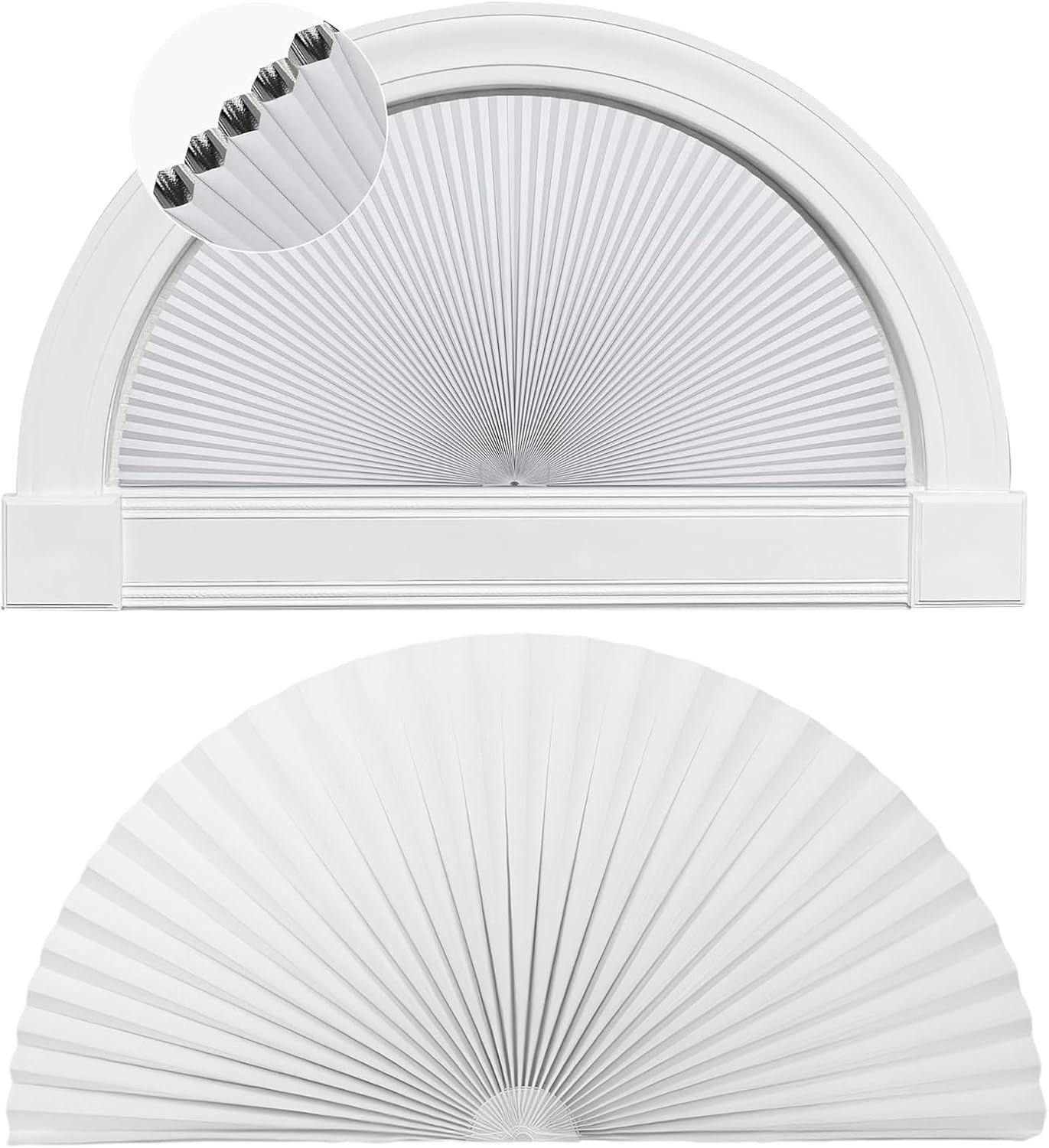 2 PCS Half Circle Window Shade, Arch Window Shade, Radius 17.7 Inches, Blackout