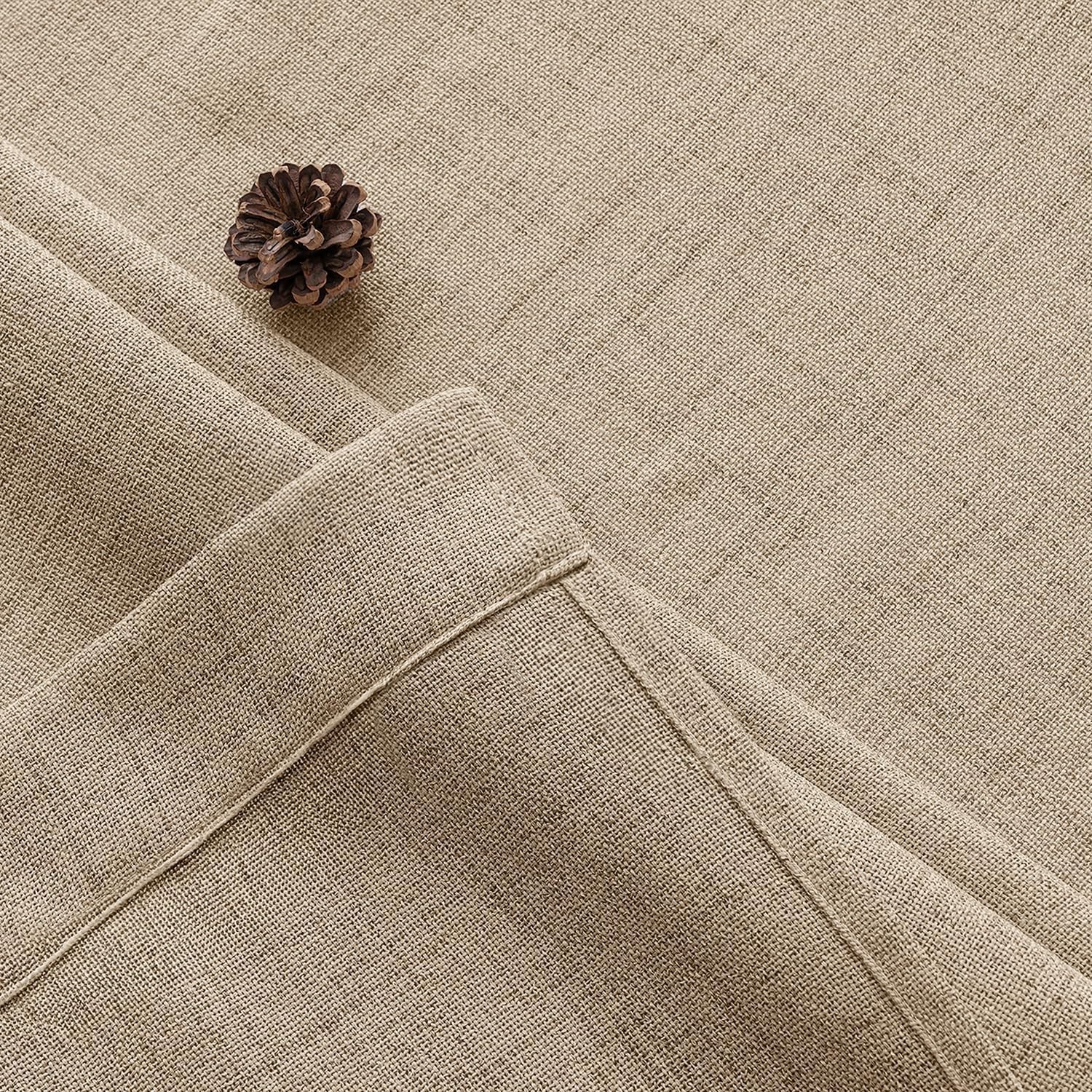 Faux Linen Curtains Panels Light Filtering Window Drapes for Living Room and …