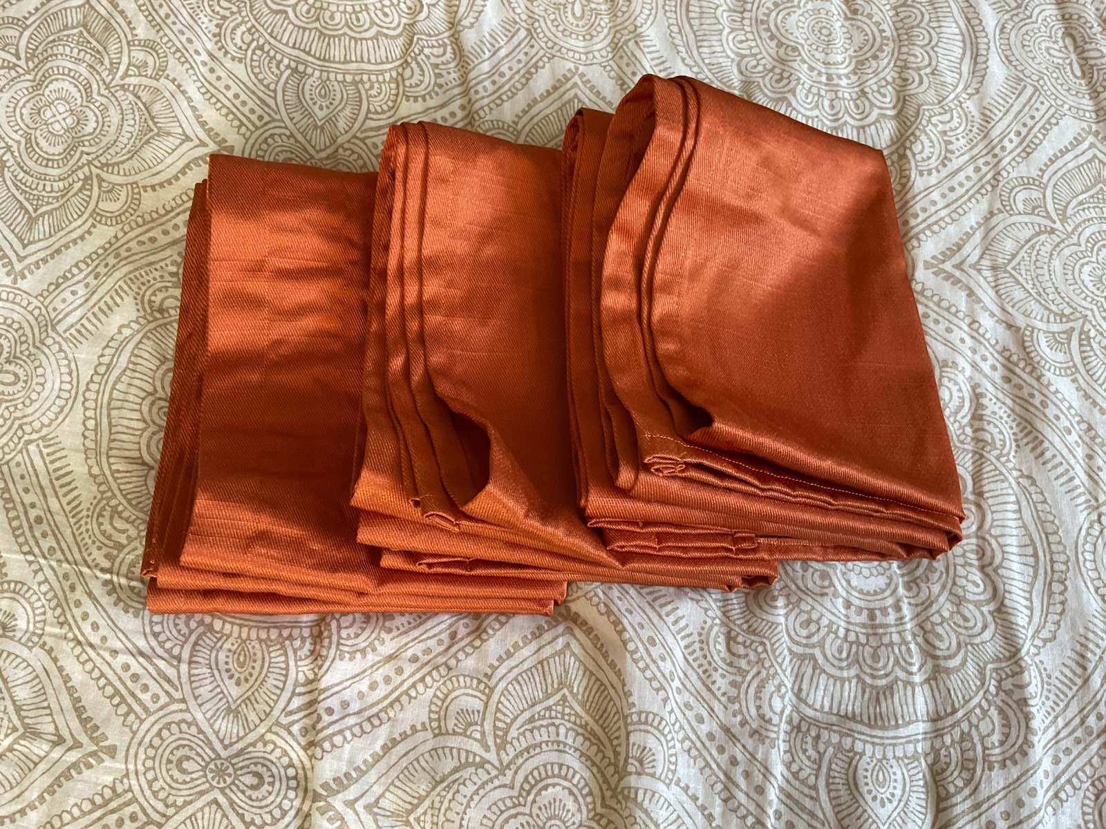 3 Orange (Brick color) Valance Window Curtain Topper 14” W x 70”L