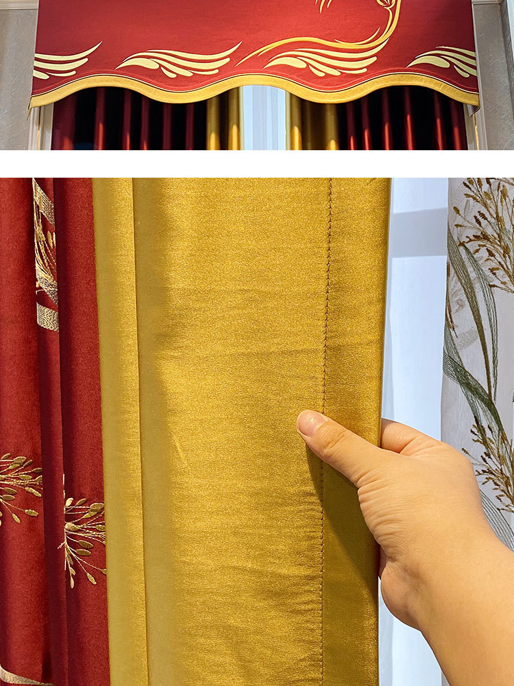 Pastoral classical Chinese embroider silk livingroom red valance curtain M1597*