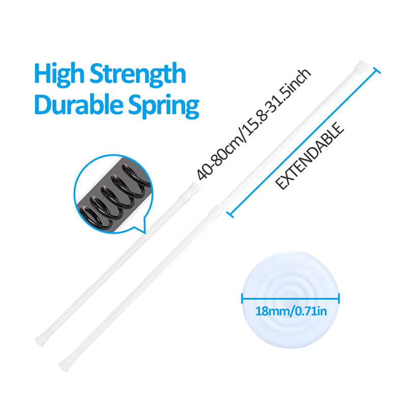2-6PCS Curtain Tension Rods | 15 to 45 inches(Approx.) Spring Curtain Rod Set