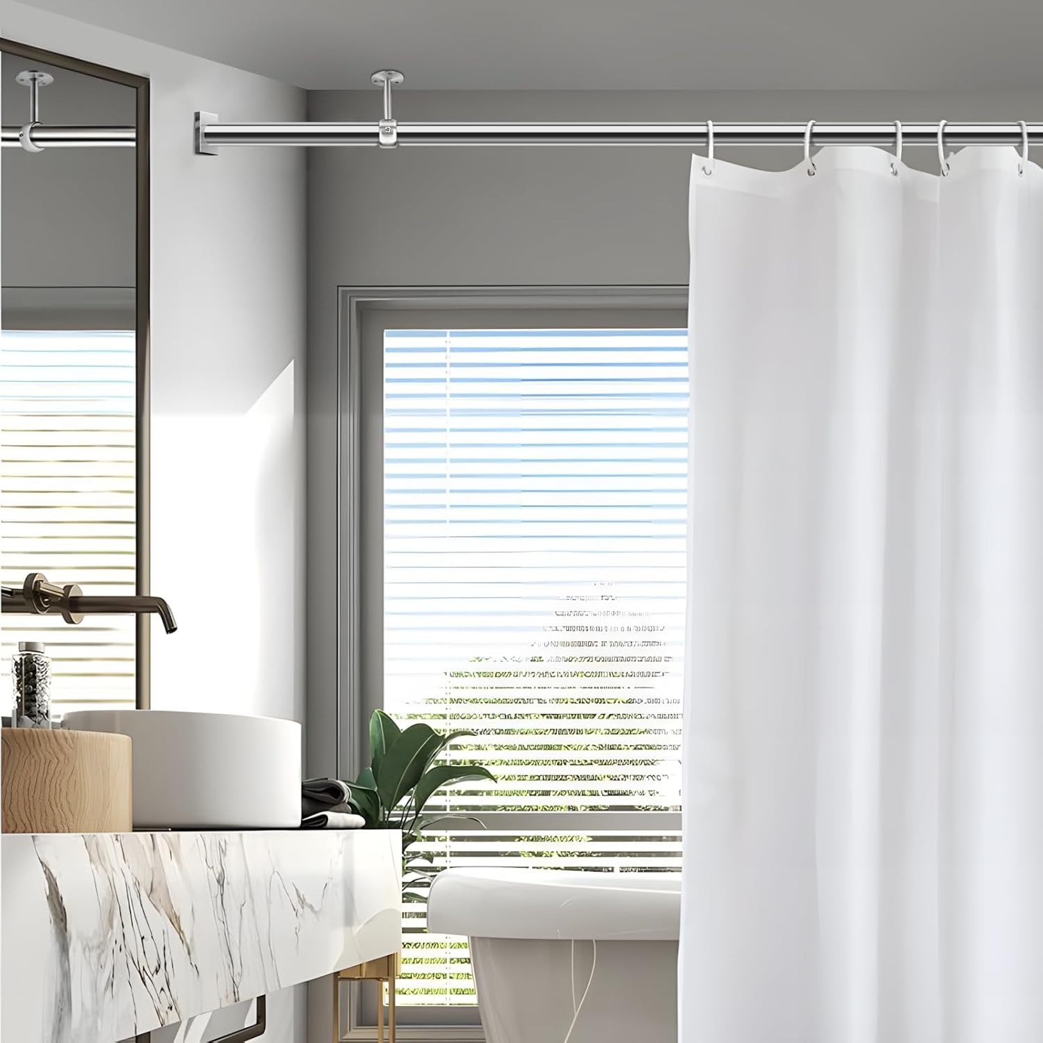 Ceiling Curtain Rod Holder, 1 1/4Inch Heavy Duty Curtain Rods Bracket for Wal…