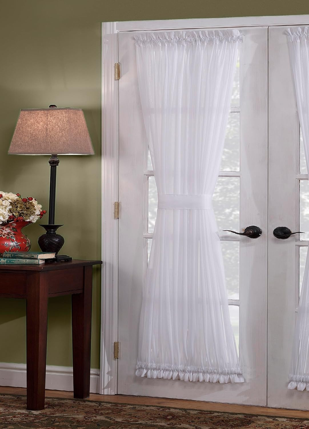 , Emelia Door Panel Sheer 72″, White, 41″ W X 72″ L, with Tieback