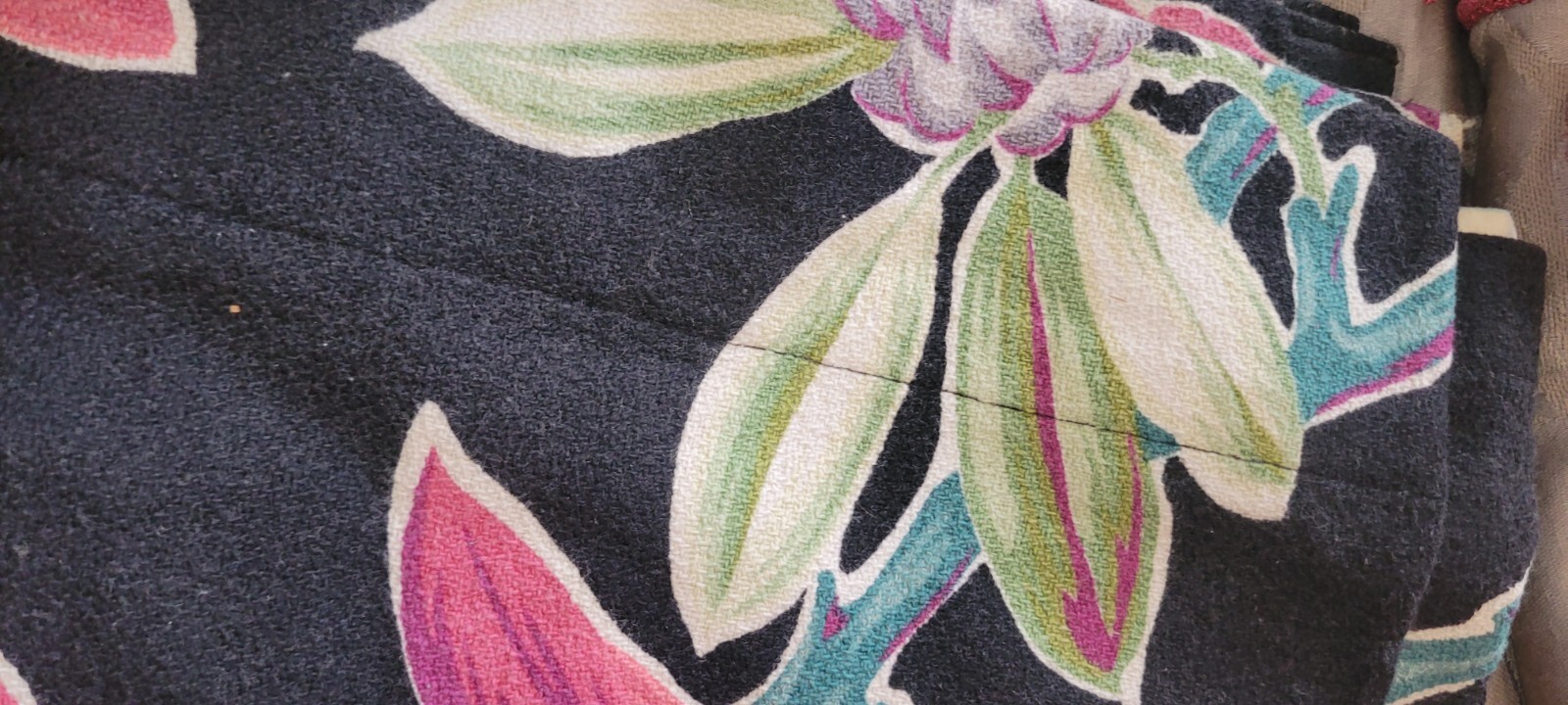 BARKCLOTH DRAPES COLORFUL PATTERN 2 PANEL 46W X L MADE IN USA VINTAGE