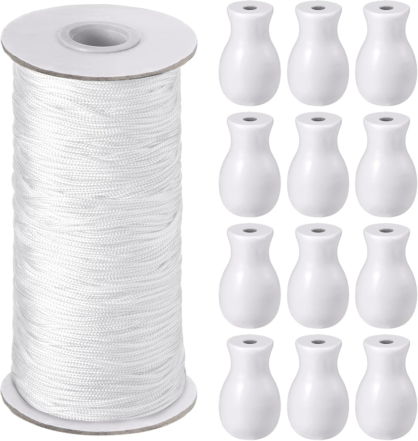 110 Yards Blind Cord 1.8 Mm Braided Lift Shade Curtain String and 12 Pieces Wood