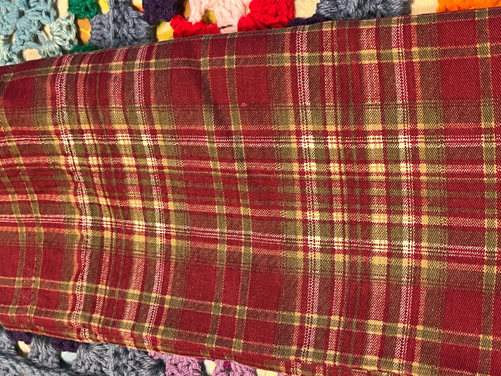 Springs Global Valance Dark Red Green Gold Plaid Cotton 13×60