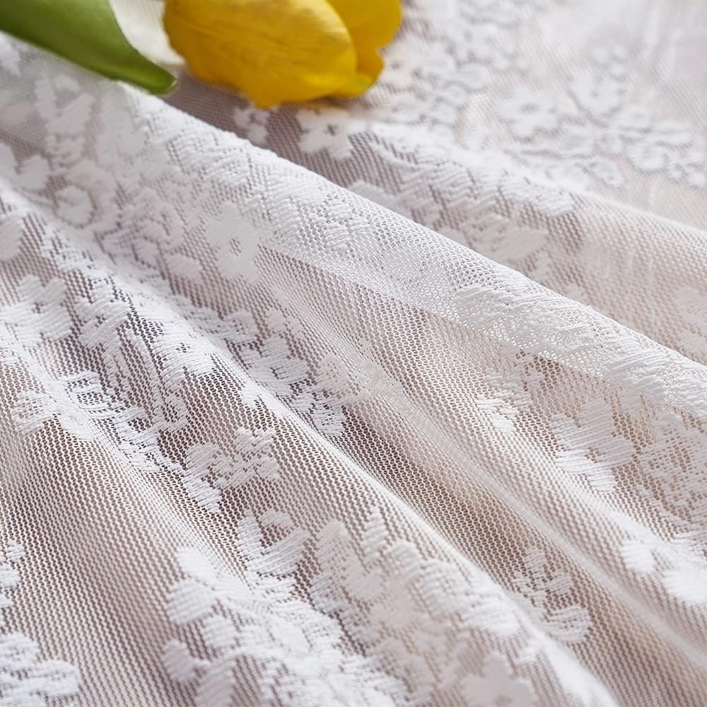 White Lace Curtains 36 inch Length Country Cafe Curtains 26″x 36″ Bright White