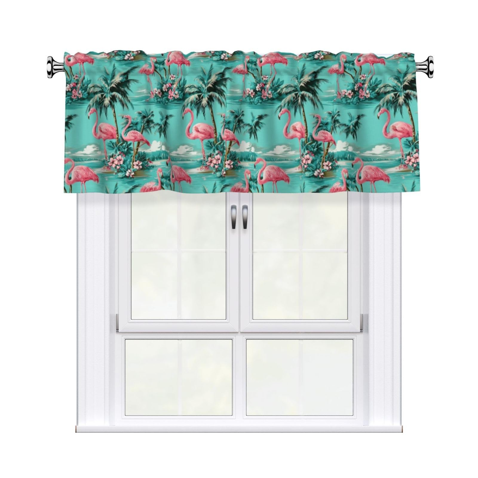 Flamingo Curtain Valance 54×18 Inches Window Treatment Rod Pocket Valance for…