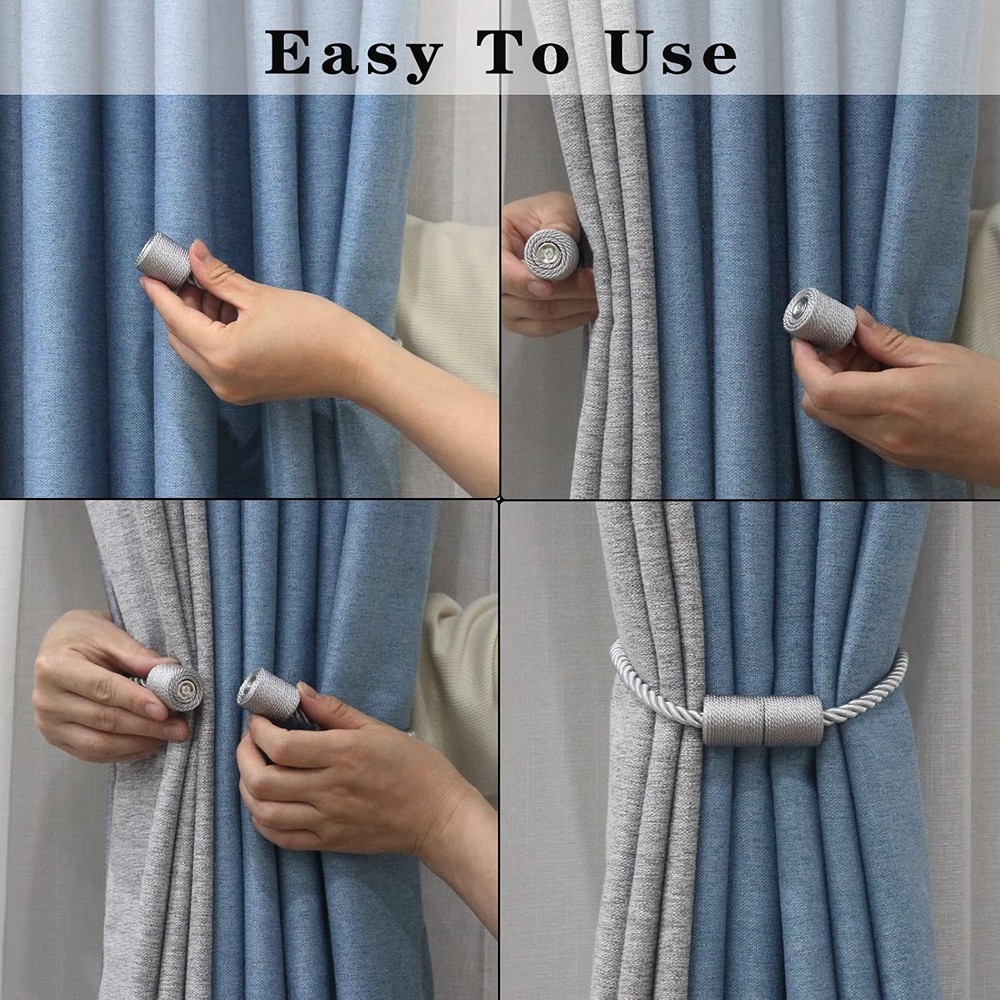 4PCS Curtain Rope Tiebacks Outdoor Elegant Decorative Magnetic Tie Backs Drape
